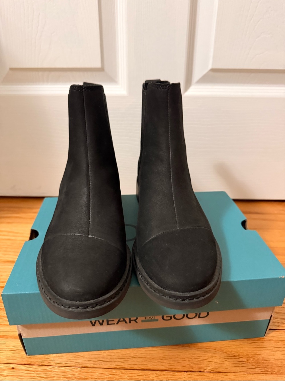 Toms Black Chelsea Ankle Boots - Slip-On Nubuck